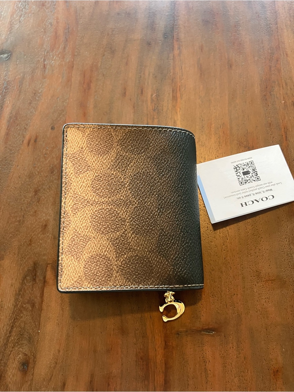 Coach Brown Leather Snap Wallet with Gold-Tone Hardware - Picture 5 of 6
